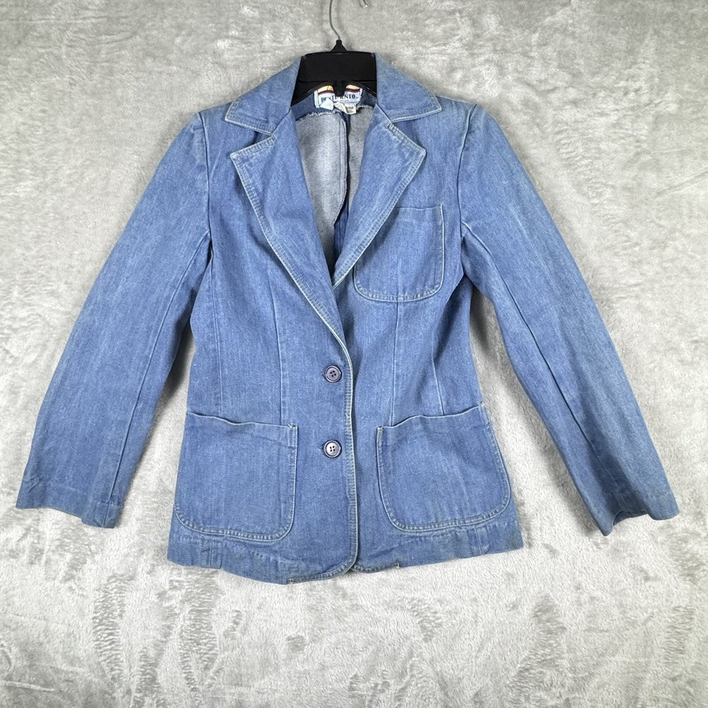 VTG Pentimento Brittania Women's Denim Jacket Size B-74/ 9 Fit M Front Pockets
